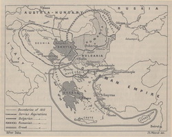 1912 yılında Balkan Devletlerinin topraklarını genişletme konusundaki hayallerini gösteren harita