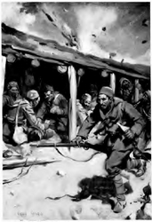 Sığınaklarında Bulgar topçu ateşinden korunmaya çalışan Osmanlı askerleri