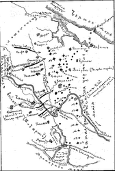 Bulgar ordusunun 1.Çatalca Muharebesindeki saldırı yönlerini gösteren 1912 haritası 